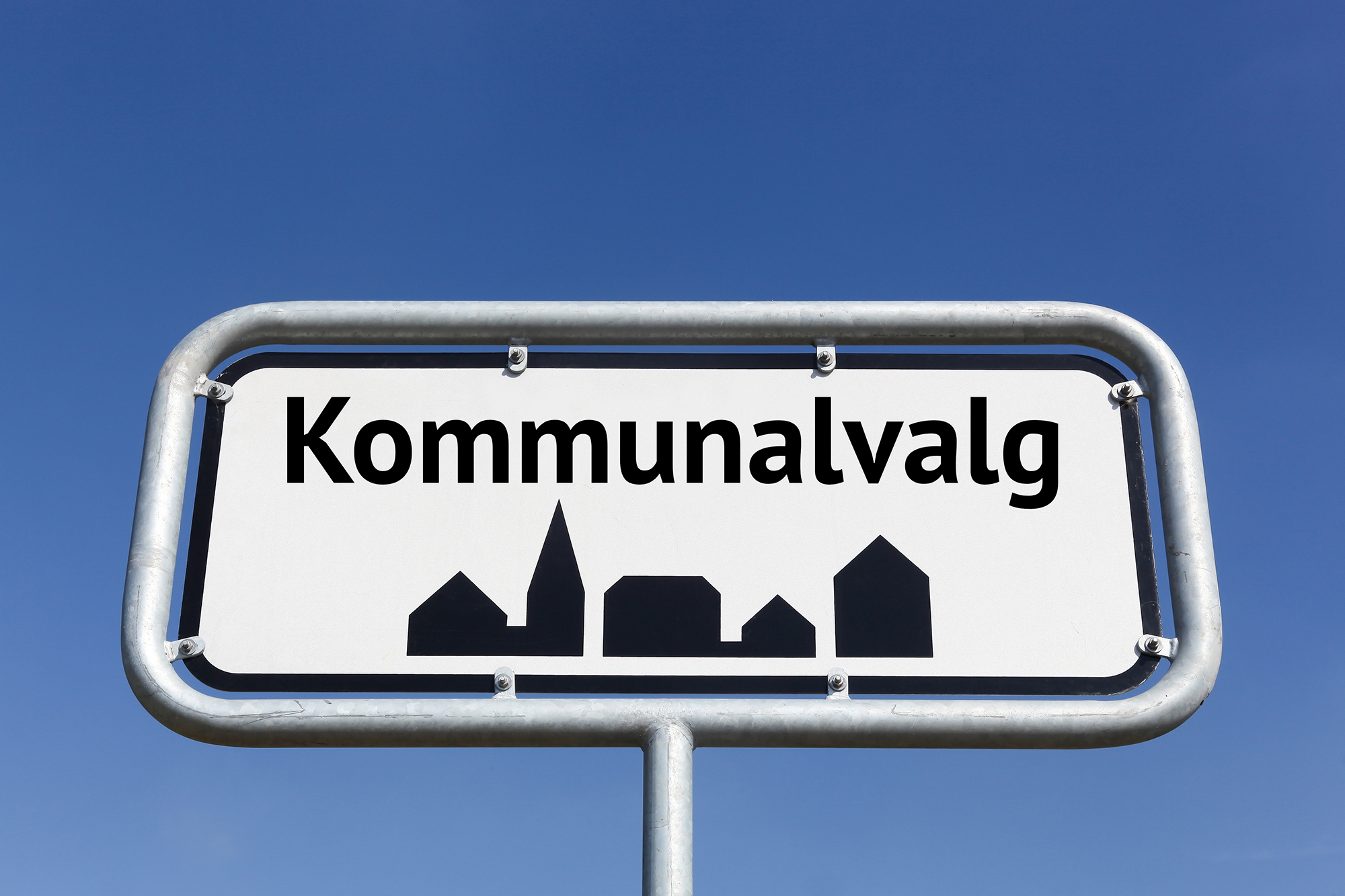Byskilt, der viser ordet: Kommunalvalg