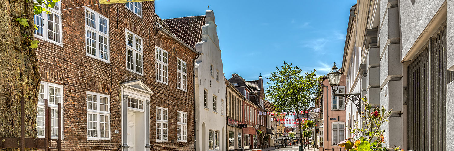 Billede af gågaden i Tønder en sommerdag