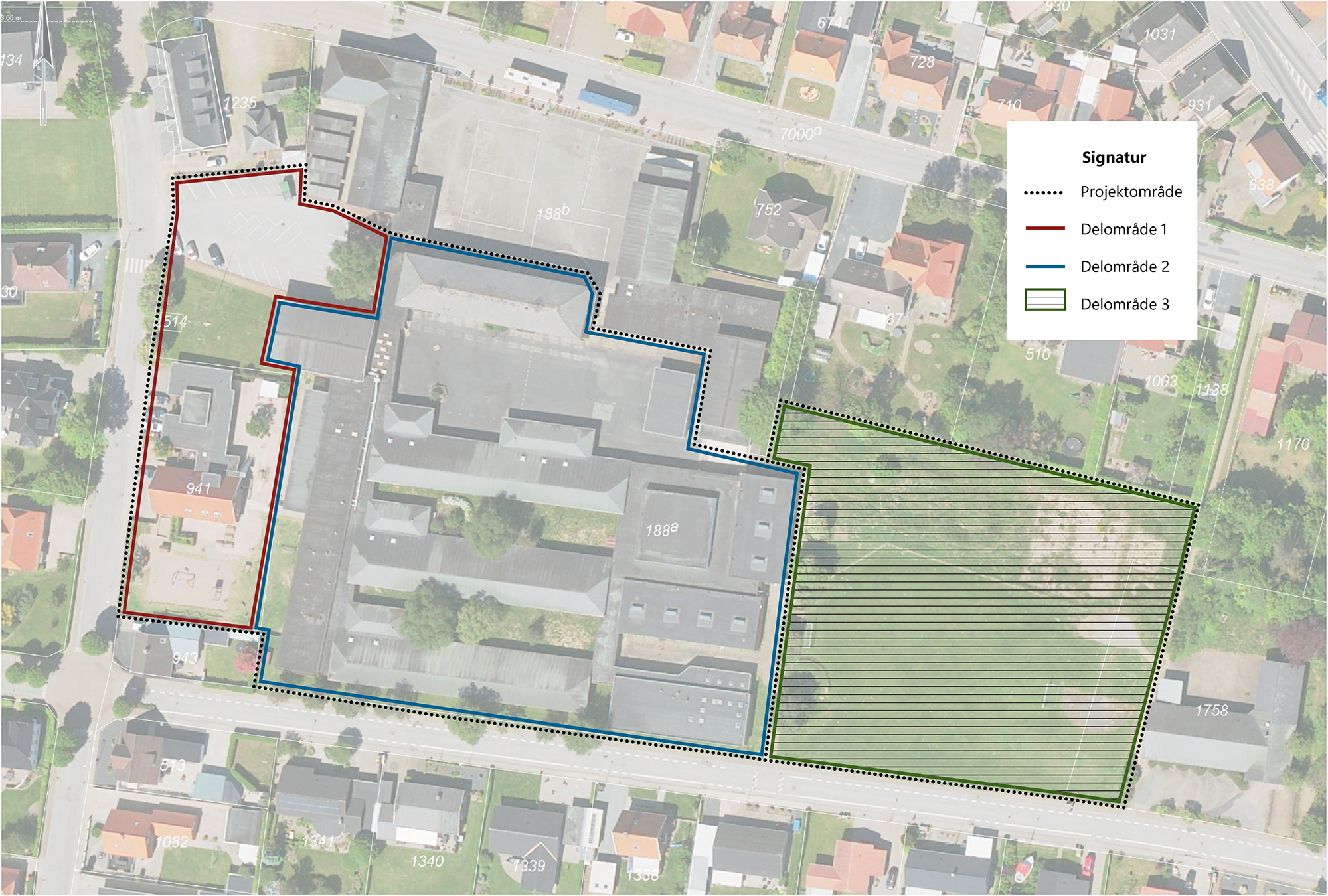 Et kort der viser projektområdet
